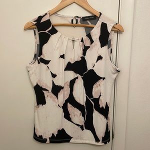 Ivanka Trump White Black Floral Blouse